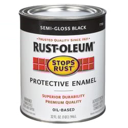 Rust-Oleum  Stops Rust  Semi-Gloss  Black  Oil-Based  Alkyd  Exterior and Interior  1 qt. Protective 