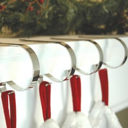 Haute Decor Silver Mantle Clips Stocking Holder 2.5 in.