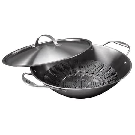 SKY LIGHT Wok Pan, No Chemical Stir Fry Pan 12.5-inch, 100% Carbon