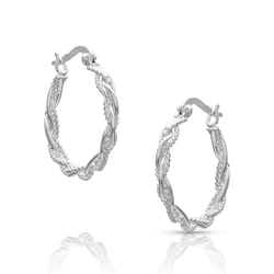 Montana Silversmiths Women's Braided Rope Hoop Hoop Silver Earrings Brass Water Resistant