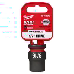 Milwaukee Shockwave 9/16 in. X 1/2 in. drive SAE 6 Point Standard Impact Socket 1 pc
