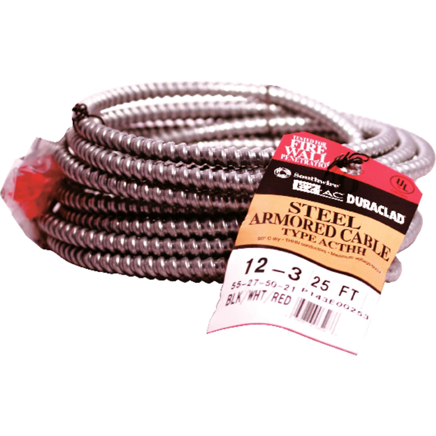 Southwire Duraclad 25 ft. 12/3 Solid Steel Armored AC Cable Uae Electronic uaeelectronic.com