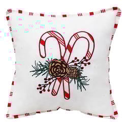 Celebrations Home White Candy Cane Pillow 16 in.