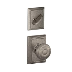 Schlage F Series Georgian/Addison Distressed Nickel Handleset 1-3/4 in.