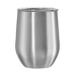 OGGI 12 oz Silver Stainless Steel Stemless Wine Glass