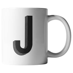 El Arroyo 12 oz Black/White BPA Free Marquee Letter J Mug