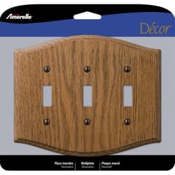 Amerelle Country Medium Brown 3 gang Oak Wood Toggle Wall Plate 1 pk