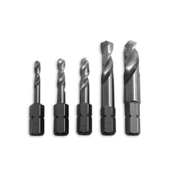 Milescraft High Speed Steel Stubby Drill Bit Set Hex Shank 5 pk