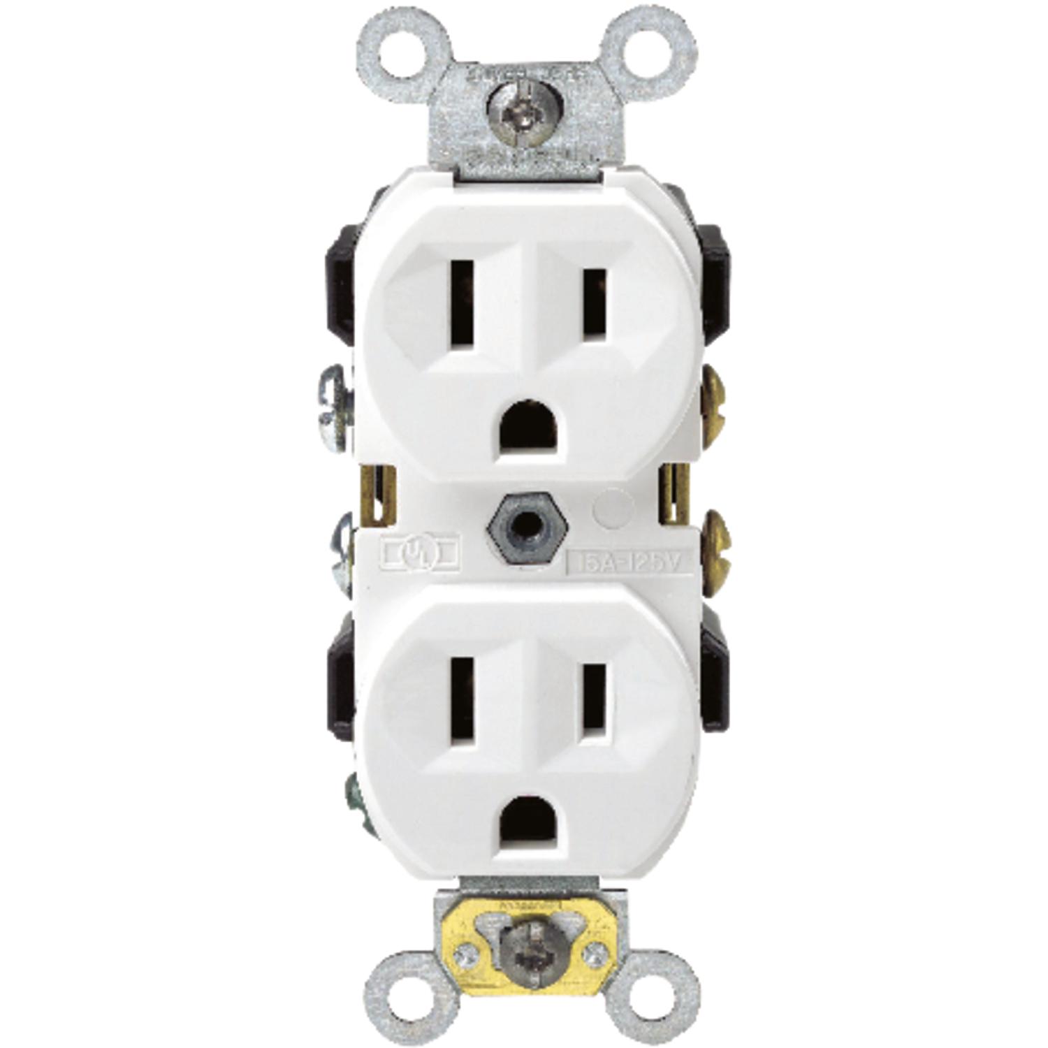 0CR15-0WS Leviton 15 amps 125 V Duplex White Outlet 5-15R 1  sku 0CR15-0WS
