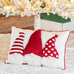 Glitzhome Red/White 3D Knitted Gnome Throw Pillow 12 in.