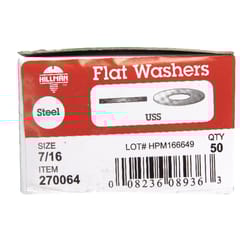 Hillman Zinc-Plated Steel 7/16 in. USS Flat Washer 50 pk Hillman Zinc-Plated Steel 7/16 in. USS Flat Washer 50 pk