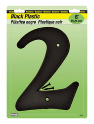 Hy-Ko 6 in. Black Plastic Screw-On Number 2 1 pc