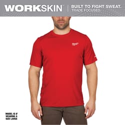 Milwaukee Workskin XXL Short Sleeve Men's Crew Neck Red Lightweight Performance Tee Shirt