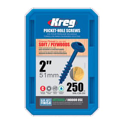 Kreg No. 8 X 2 in. L Square Blue-Kote Pocket-Hole Screw 250 ct