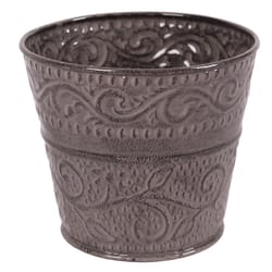 Robert Allen 8 in. D Metal Ensley Planter Pebble