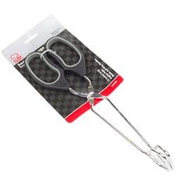 Chef Craft Black/Silver Plastic/Stainless Steel Tongs