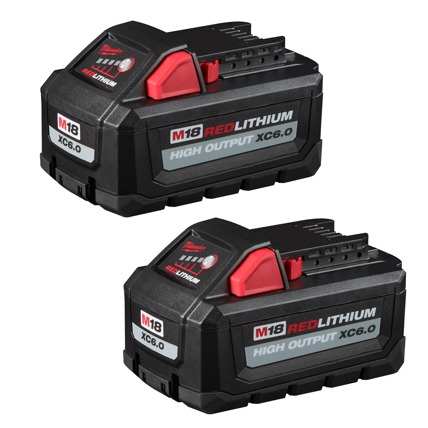 Milwaukee M18 RedLithium XC 6 Ah Lithium-Ion High Output Battery Pack 2 pc -  48-11-1862