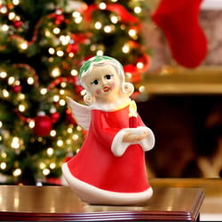 Mr. Christmas LED Red/White Angel Figurine 9 in.