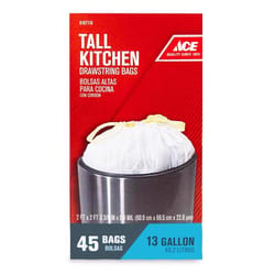 Ace 13 gal No Scent Scent Tall Kitchen Bags Drawstring 45 pk 0.9 mil