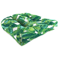 Jordan Manufacturing Green Floral Polyester Wicker Seat Cushion 4 in. H X 18 in. W X 18 in. L