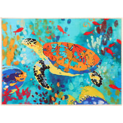 Olivia's Home 22 in. W X 32 in. L Multicolored Marine Turtle Polyester Accent Rug