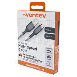 Ventev USB-A to USB-C Cable 6 ft. Gray