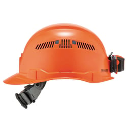 Ergodyne Skullerz 4-Point Ratchet Hard Hat Cap with LED Light Orange Vented