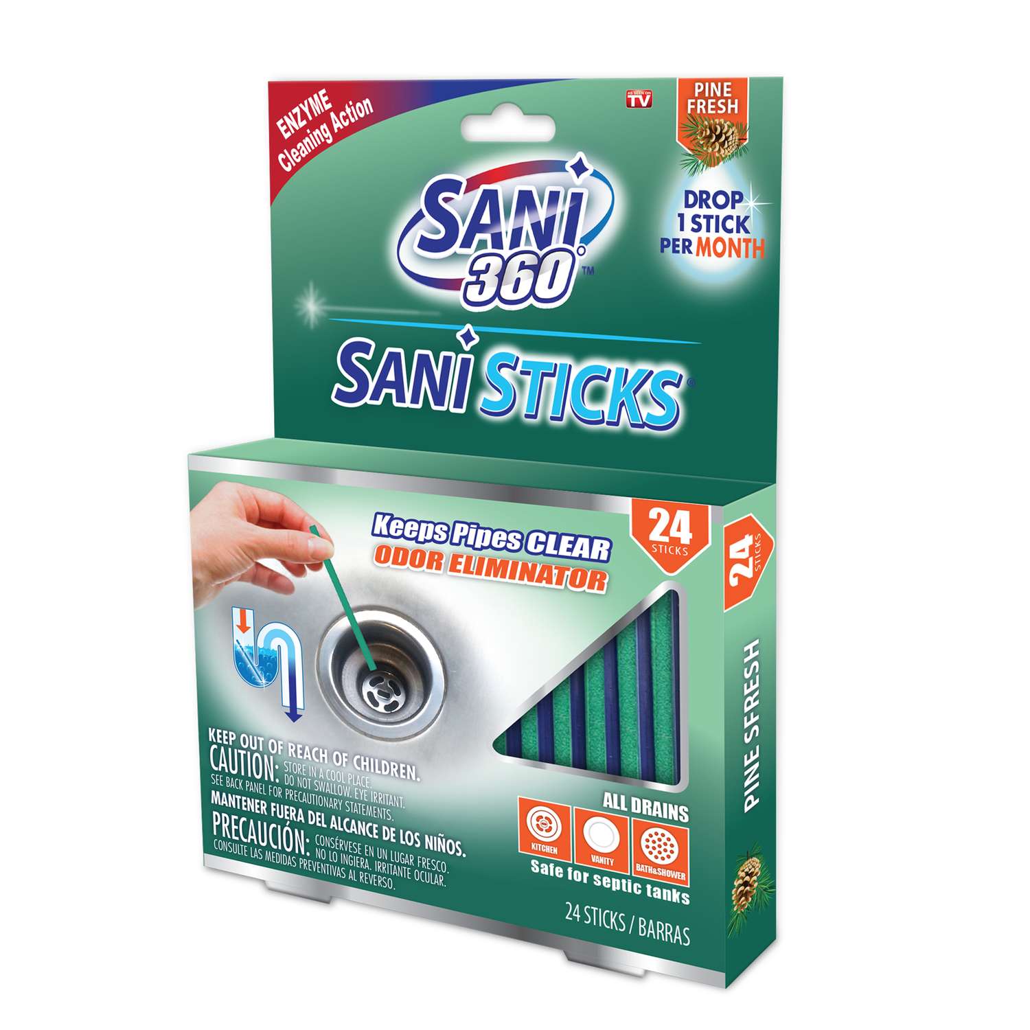 Sani Sticks Sani 360 Pine Scent Organic Deodorizing MultiPurpose