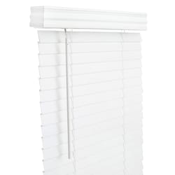 Living Accents Faux Wood 2 in. Mini-Blinds 32 inch in. W X 60 inch in. H White Cordless