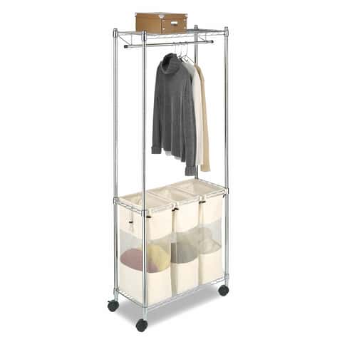 Whitmor 11-Bar Folding Metal Clothes Drying Rack with Top Shelf, Chrome 