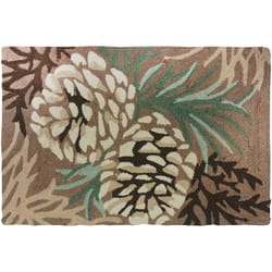 Homefires 22 in. W X 34 in. L Multi-Color Pine Cone Polyester Accent Rug