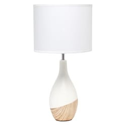 Simple Designs 19 in. White/Light Brown Table Lamp