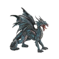 Dragon Crest 7.25 in. H X 4.5 in. W X 8 in. L Blue Poly Resin Armored Dragon Figurine