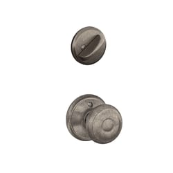 Schlage F Series Georgian Distressed Nickel Handleset 1-3/4 in.