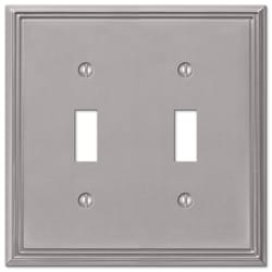 Amerelle Metro Brushed Nickel 2 gang Die-Cast Metal Toggle Wall Plate 1 pk