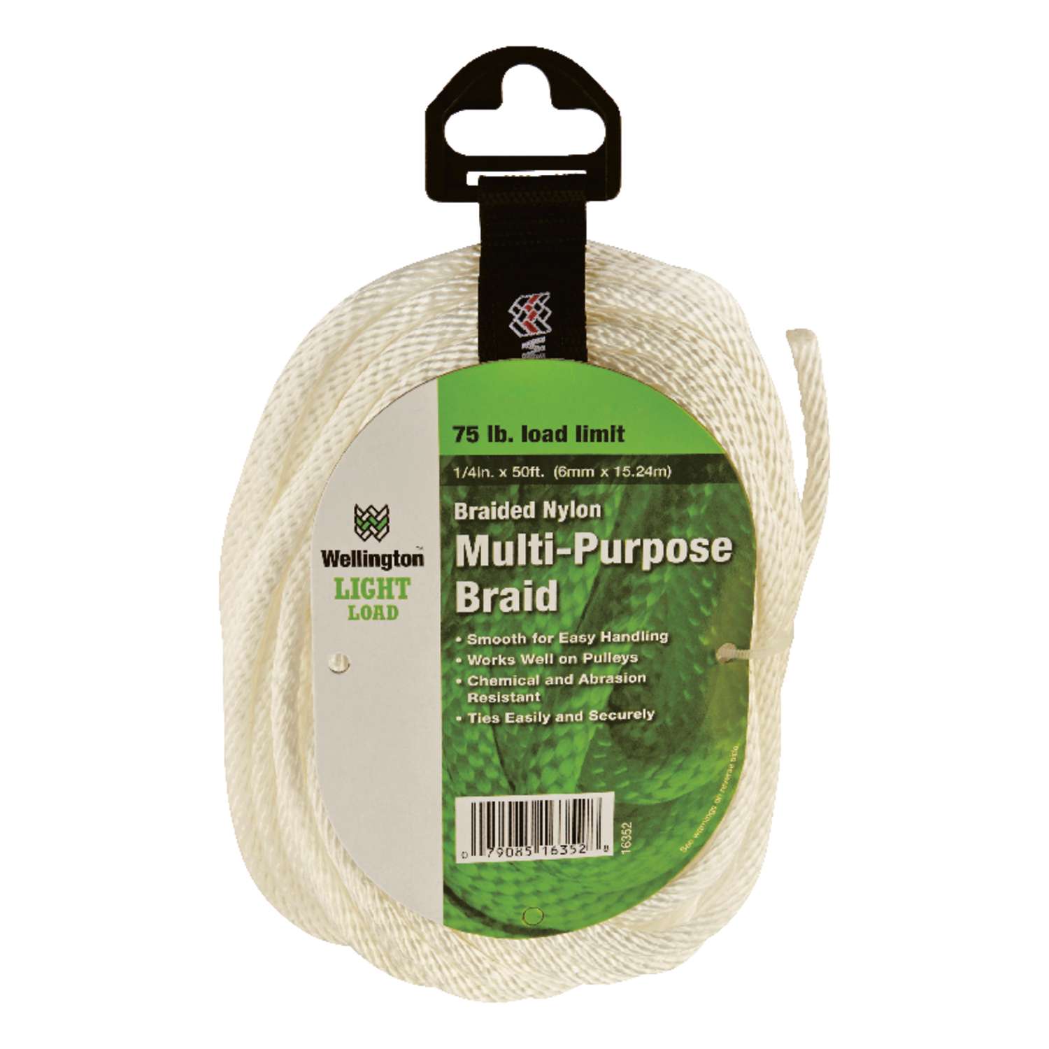 Wellington 1/4 in. D X 50 ft. L White Solid Braided Nylon Rope Ace