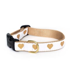 Up Country White Heart of Gold Nylon Dog Collar Medium