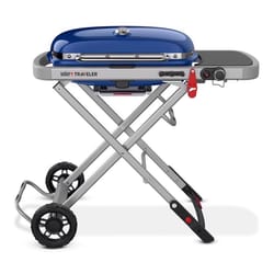 Weber Traveler 9020001 1 Burner Liquid Propane Portable Grill Deep Ocean Blue