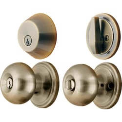 Ace Colonial Antique Brass Deadbolt and Entry Door Knob 1-3/4 in.