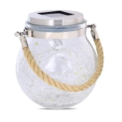 Feit Solar Fixtures 5 in. Solar Power Glass Round Bronze Crackle Jar w/Fairy Lights