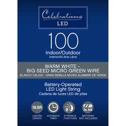 Celebrations LED Micro Dot/Fairy Clear/Warm White 100 ct String Christmas Lights 16.5 ft.