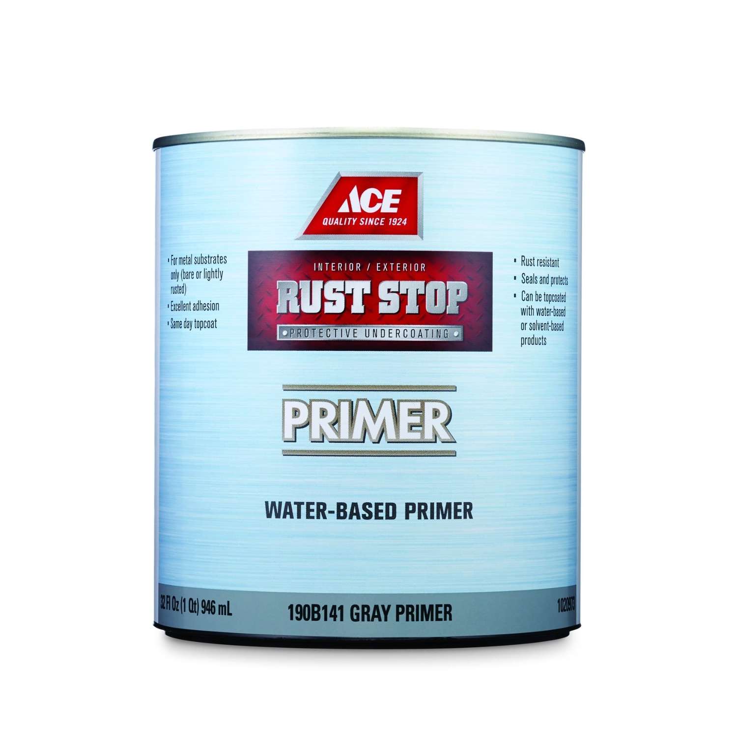 Ace Rust Stop Gray Primer WaterBased Enamel Rust Preventative Paint 1