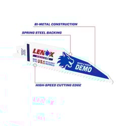 Lenox DEMOWOLF 6 in. Bi-Metal Reciprocating Saw Blade 6 TPI 2 pk