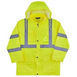 Ergodyne GloWear M Long Sleeve Unisex Hooded Rain Jacket Lime