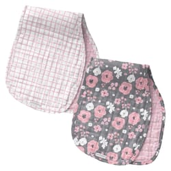 Stephen Joseph Charcoal Flower Muslin Burp Cloths Cotton 2 pk