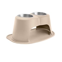 WeatherTech Tan Plastic 64 oz Double Pet Feeder For Cats/Dogs