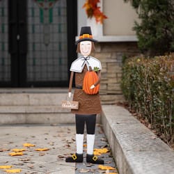 Glitzhome Multicolored Iron/MDF 36 in. H X 8.25 in. L X 1 in. W Pilgrim Boy Yard Stake