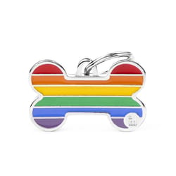 MyFamily Rainbow Multicolored Bone Metal Dog Pet Tags Large