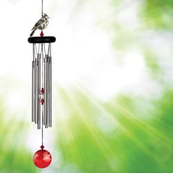 Woodstock Chimes Signature Silver Aluminum/Wood 18 in. Crystal Cardinal Wind Chime