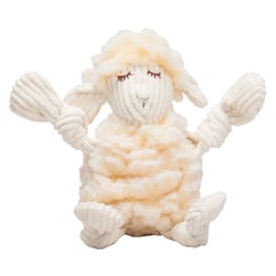 HuggleHounds FlufferKnottie Beige Fleece Louise Lamb Dog Toy Small 1